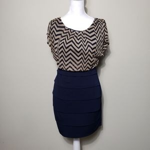 Enfocus Studio Chevron Sheath Mini Dress Navy 6